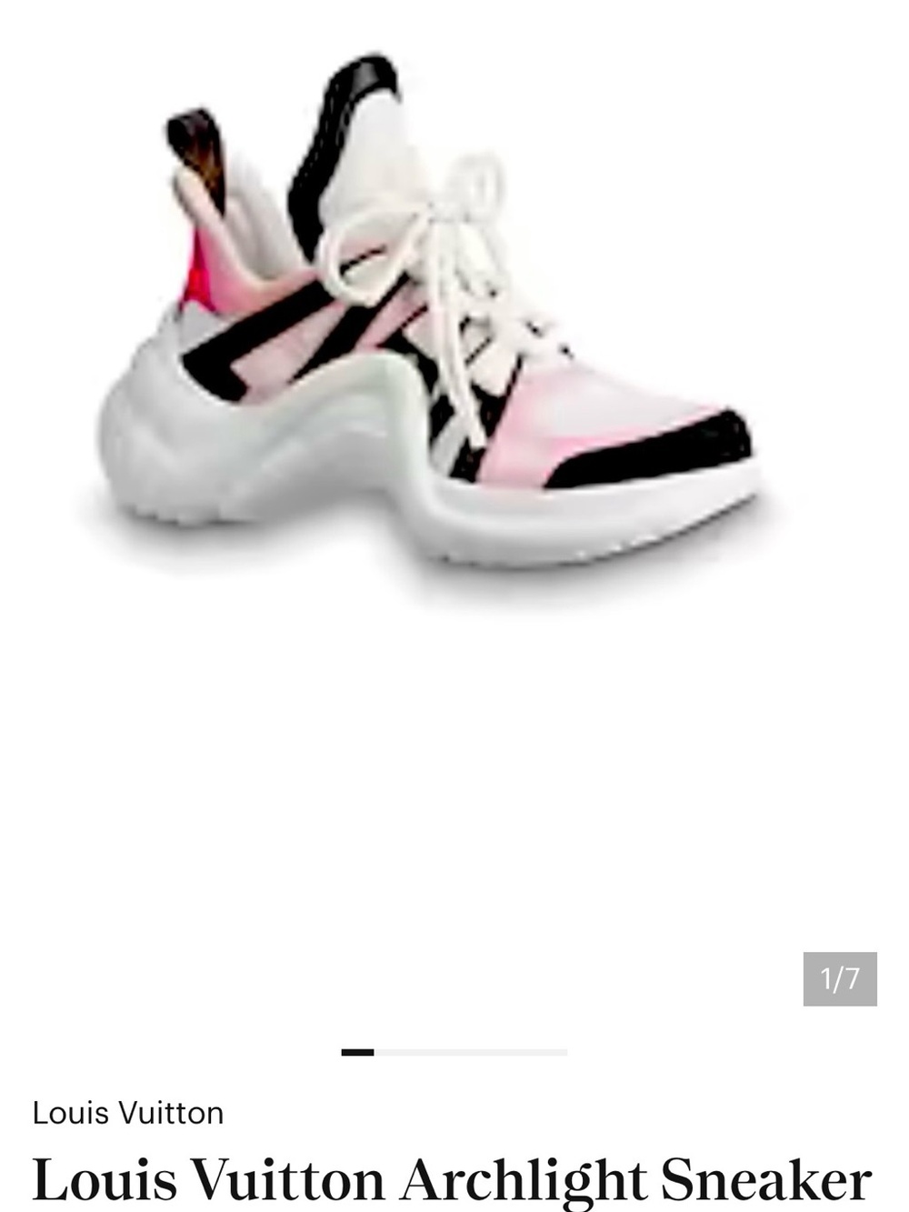 Louis Vuitton Archlight Sneaker in Pink, Black and White